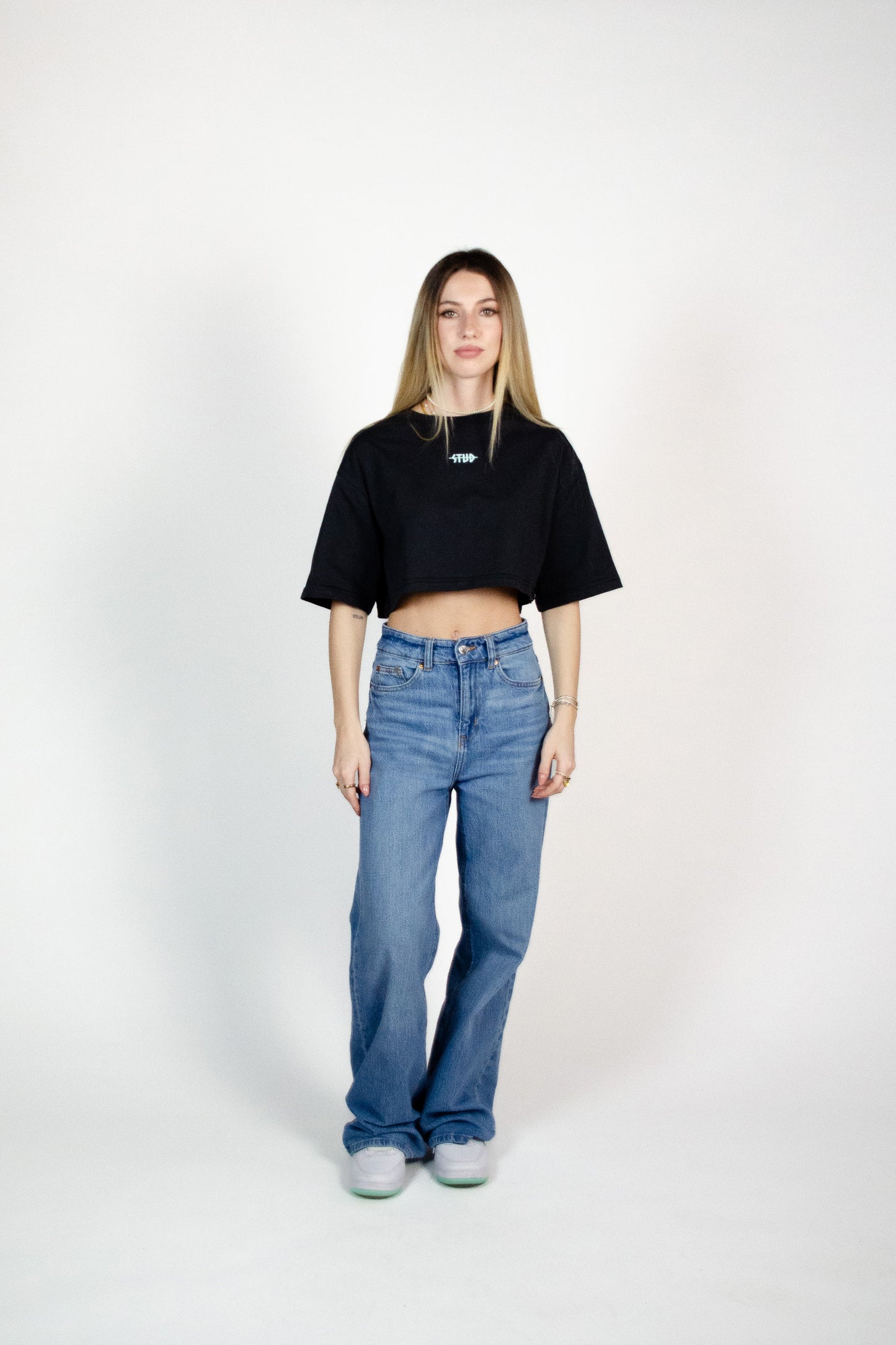 Crop Tee | Dark Grey + Aloe