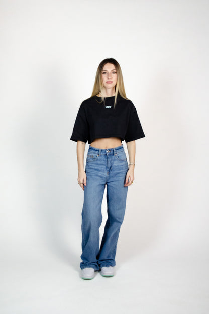 Crop Tee | Dark Grey + Aloe