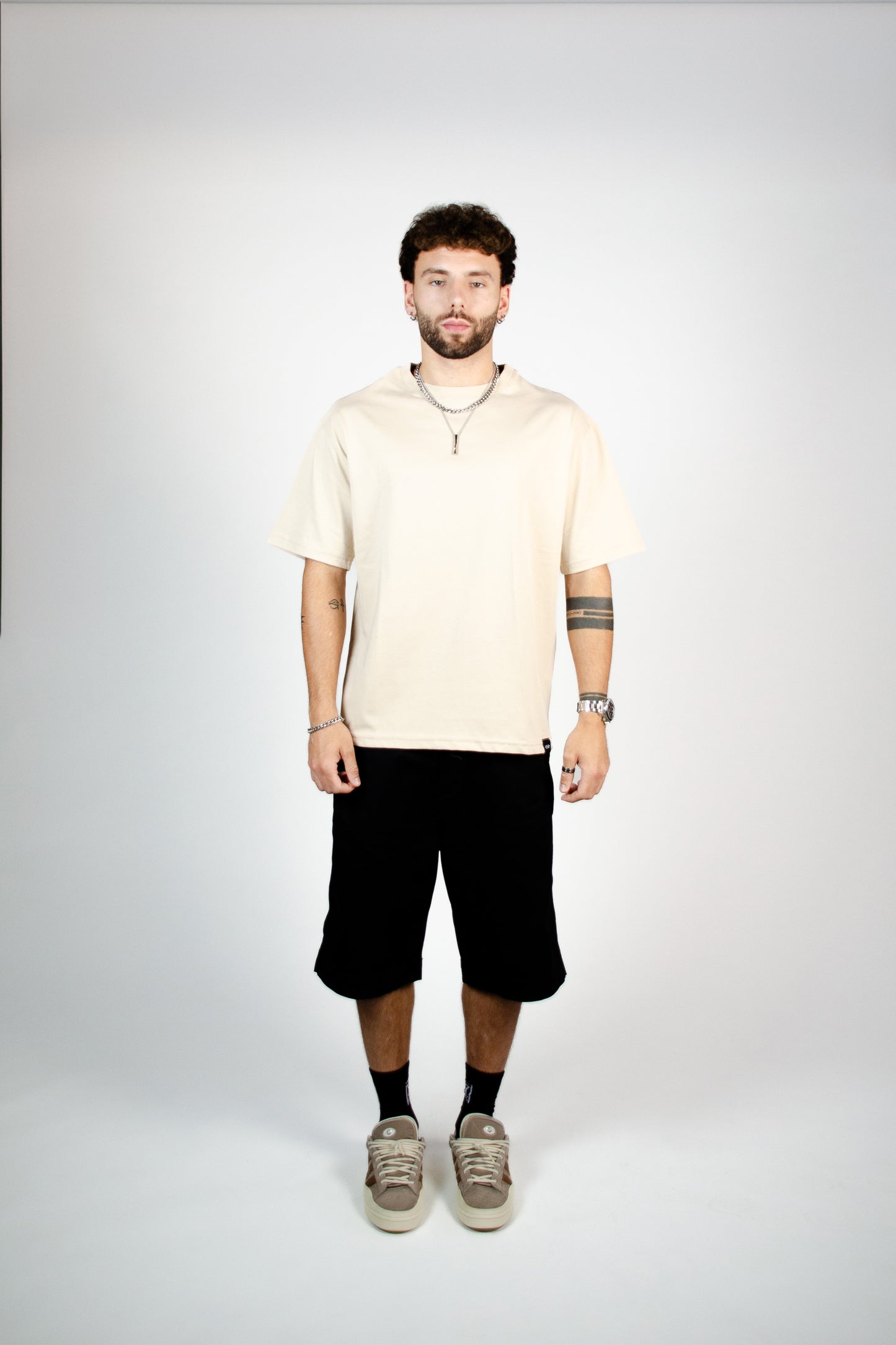 Signature Tee | Ivory + Brown + Peach