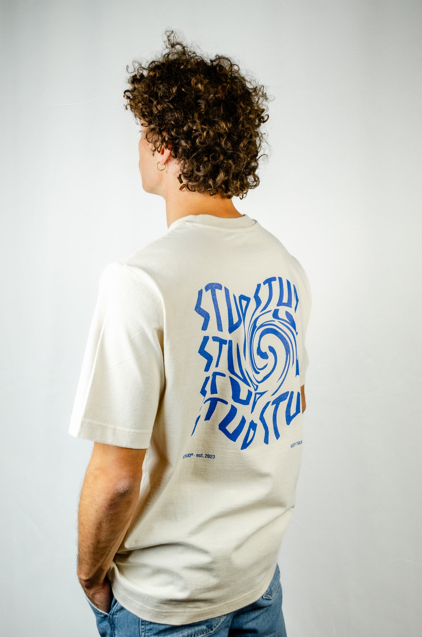 T-shirt | Cream + Blue, Swirl Series