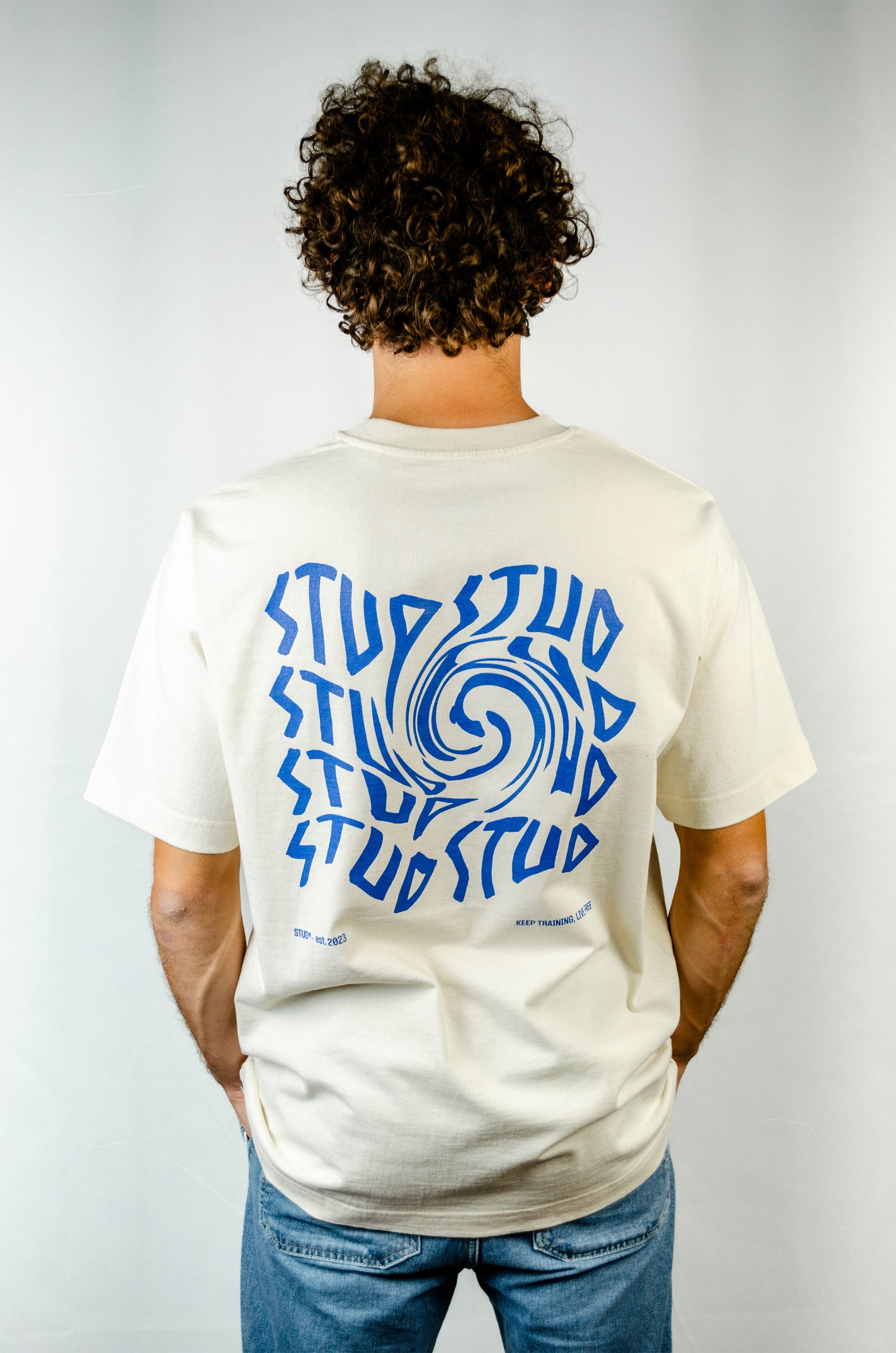 T-shirt | Cream + Blue, Swirl Series